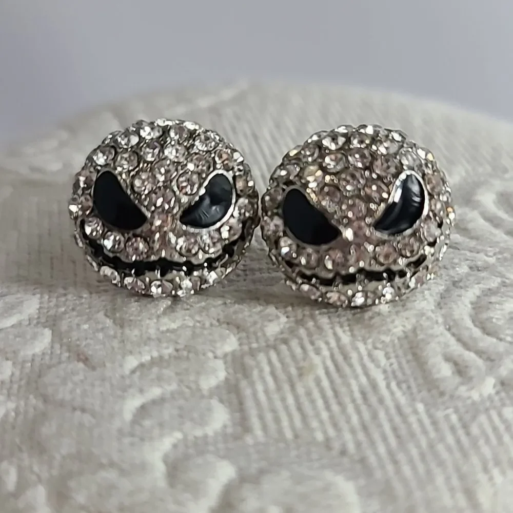 Jack Skellington Rhinestone Necklace Earring Set Nightmare Before Christmas Goth